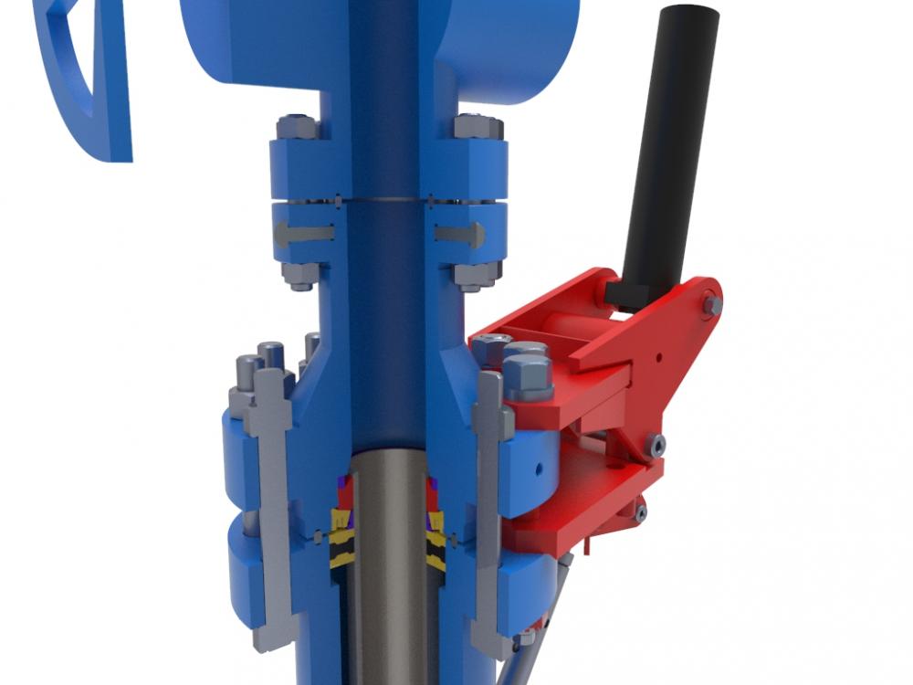 Разработан шарнирный натаскиватель для наведения перфорационной задвижки на фланец 280х35 с одновременной герметизацией обсадной колонны- НШФК-5-280х35/146-178