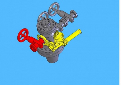 Шарнирный натаскиватель для сброса и наведения задвижки на боковой фланец фонтанной крестовины 35 МПа (задвижки ДУ=50 и 65 мм) НШСНЗ‑1-50-65х21/35 (093.00.000)