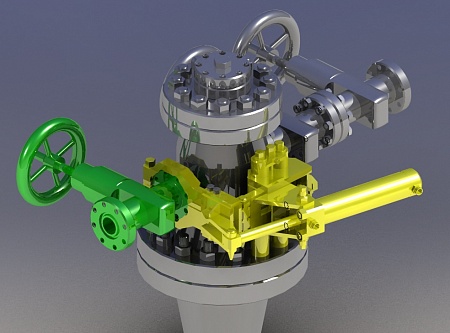 Шарнирный натаскиватель для сброса и наведения задвижки на боковой фланец фонтанной крестовины 35 МПа (задвижки ДУ=50 и 65 мм) НШСНЗ‑1-50-65х21/35 (093.00.000)